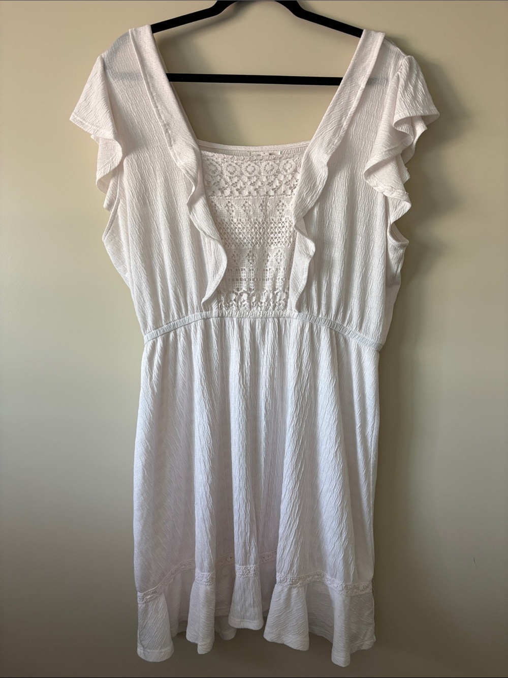 Maurices White Crochet Flutter sleeve dress